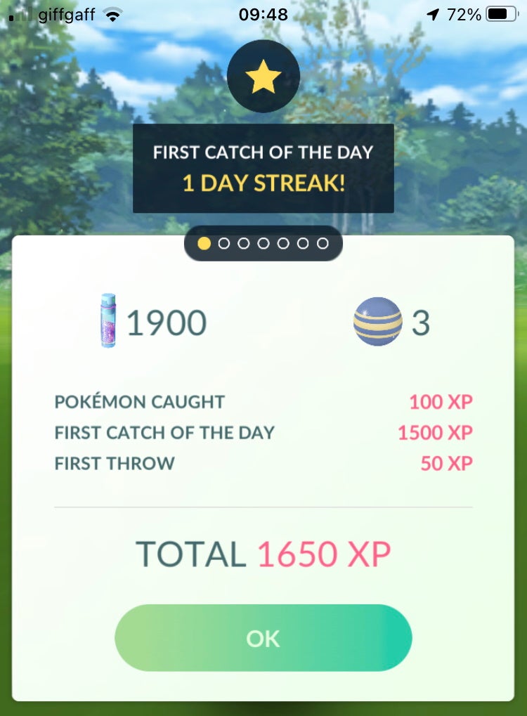 Pokémon Go Daily Bonus rewards for streaks, first catch and Pokéstop of